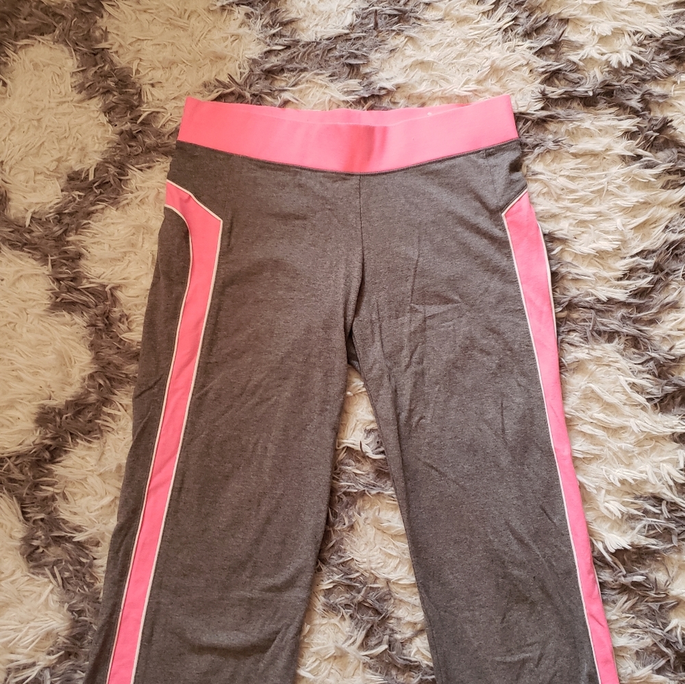 Justice Neon pink and gray track pants 16